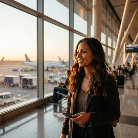 At the airport gate with a passport