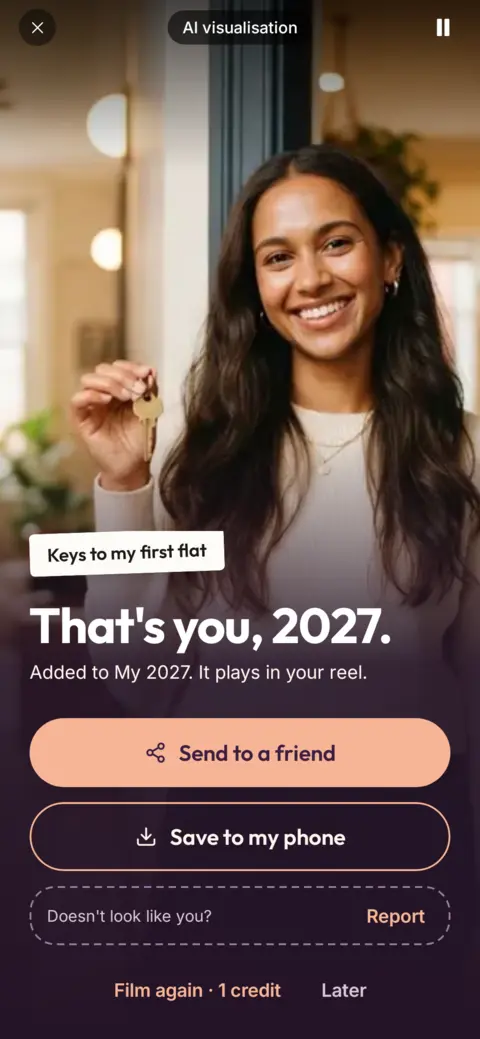 VisionReel result with Send to a friend and Save to my phone
